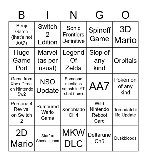 Untitled Bingo Card