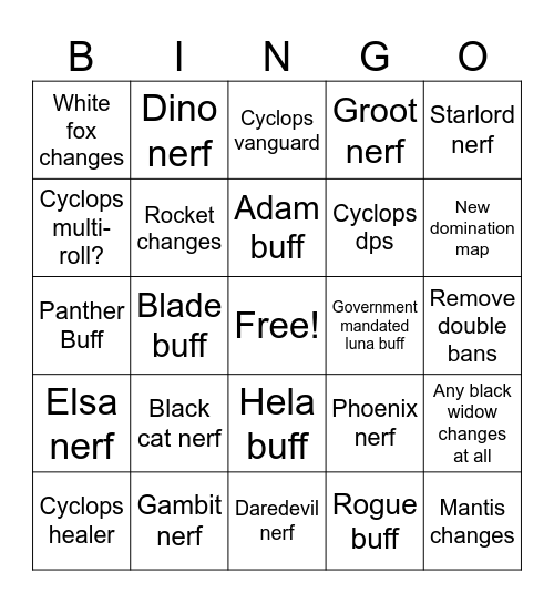 MR 8.5 Bingo Card