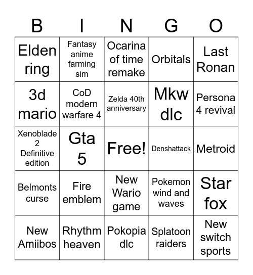 June 9th Direct Bingo Card