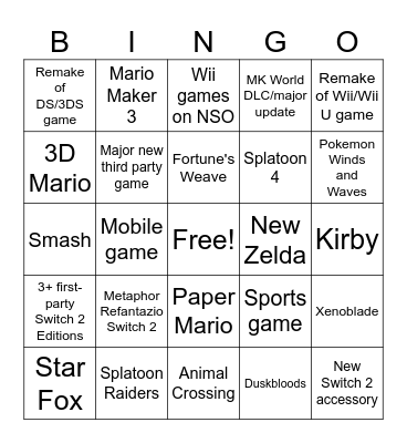June 9 Direct Bingo Card