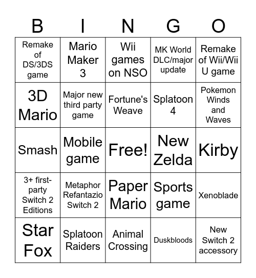 June 9 Direct Bingo Card