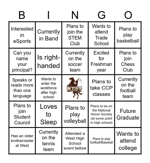 F R E S H M A N Bingo Card