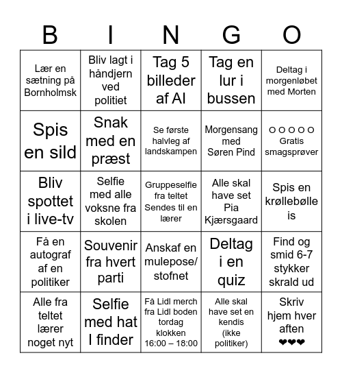 Folkemødet 2026 bingo Card