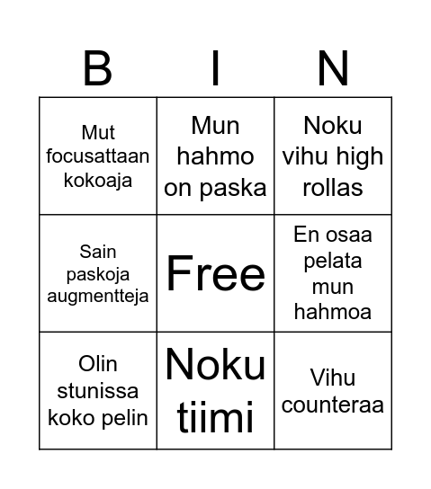 Santerin lowdmg bingoboard Bingo Card