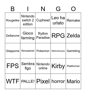 Nintendo Direct 09/06/26 Bingo Card