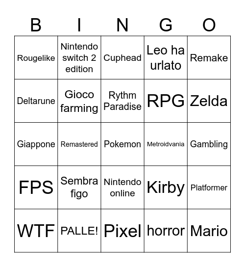Nintendo Direct 09/06/26 Bingo Card
