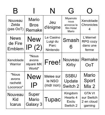 Nintendo Direct Bingo - Juin 2026 Bingo Card