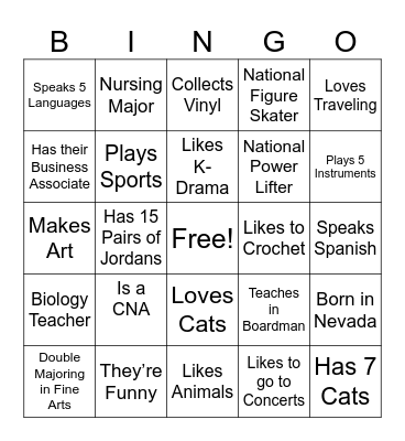 Fun Fact Bingo Card