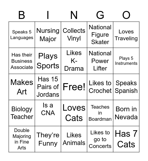 Fun Fact Bingo Card