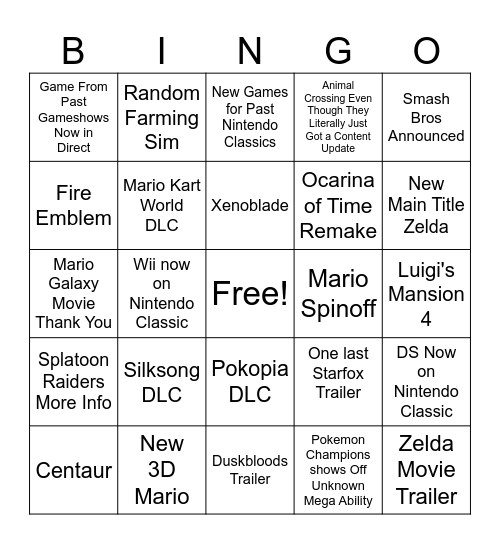 June 9th Direct Bingo Card