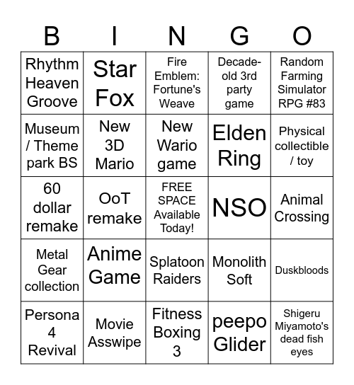 Shitrect June 2026 Bingo Card
