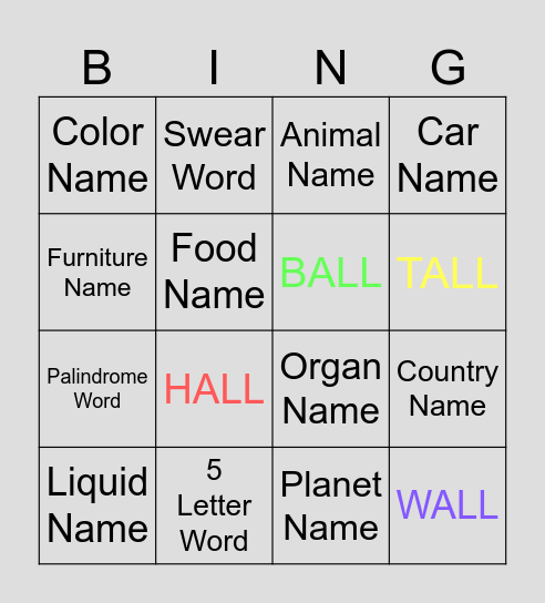 Library of Babel Bing Bingo Card