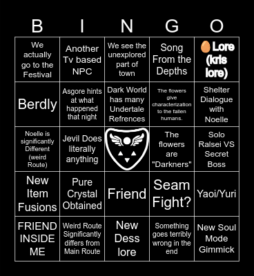 Deltarune Chapter 5 Bingo Card