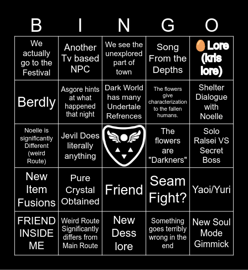 Deltarune Chapter 5 Bingo Card
