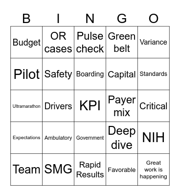 Department Heads Bingo Card