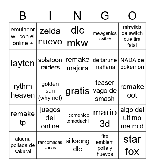 direct 9/6 Bingo Card