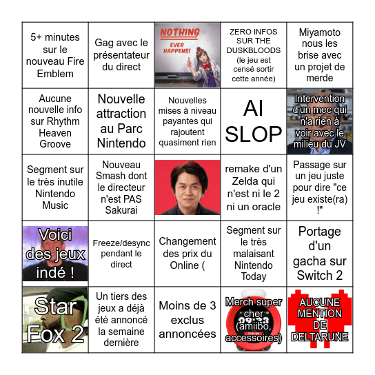 NINTENDO DIRECT DOOMPOSTING Bingo Card