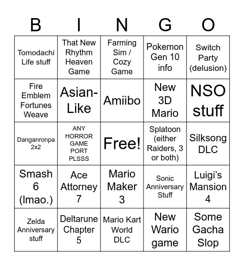Holly’s Very Delusional Direct Bingo Card