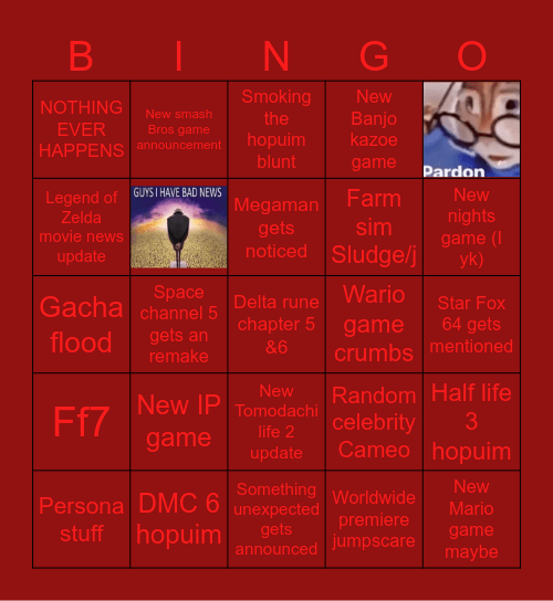 Nintendo direct & treehouse predictions Bingo Card