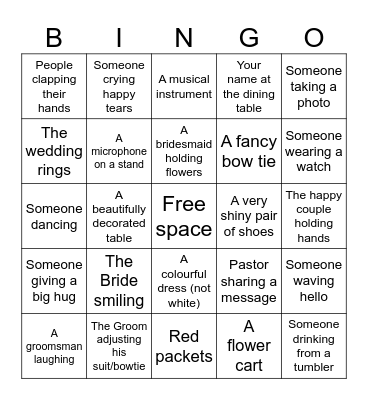 Wedding bingo Card