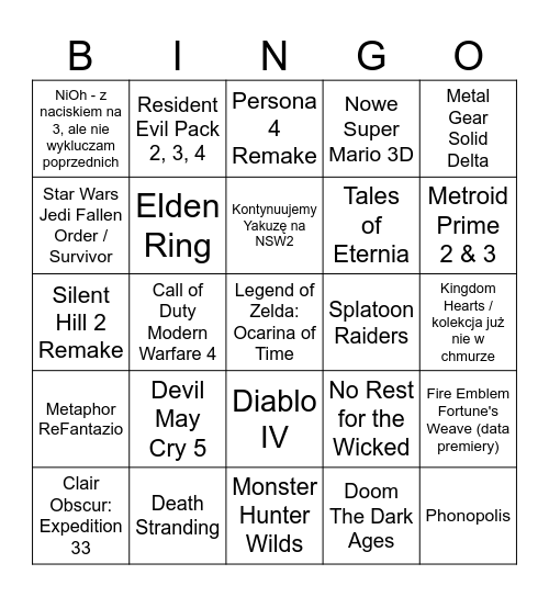 Nintendo Switch Direct Bingo Card