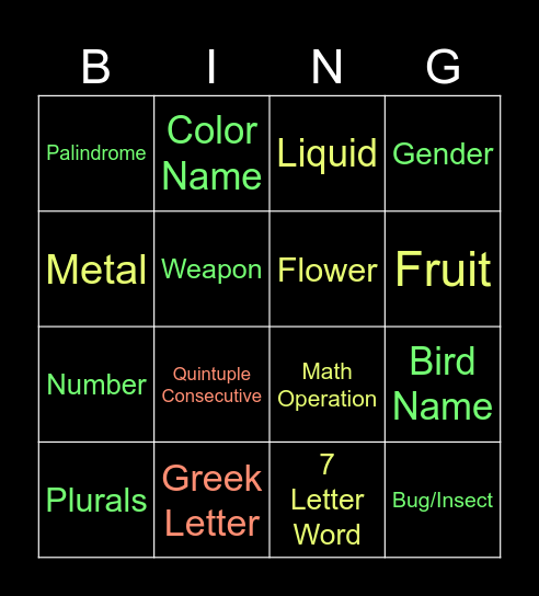 Babel Bing Bingo Card