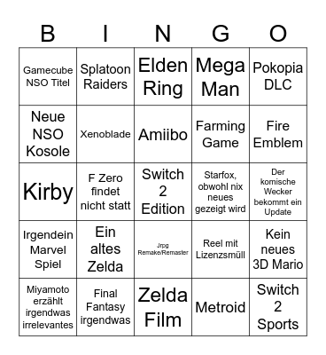 Nintendo Discord Bingo Extravaganza Bingo Card