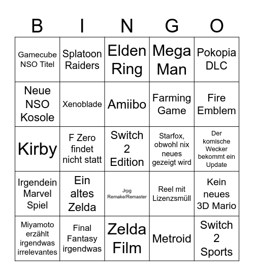 Nintendo Discord Bingo Extravaganza Bingo Card