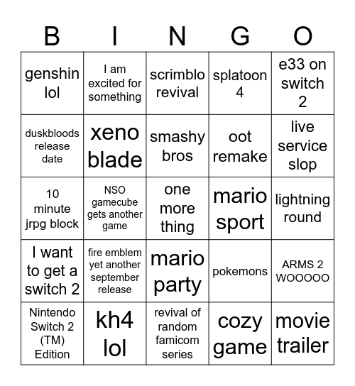 Untitled Bingo Card