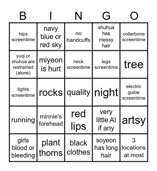 i-dle's crow Bingo Card