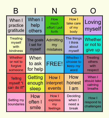 SELF- CONTROL BINGO Card
