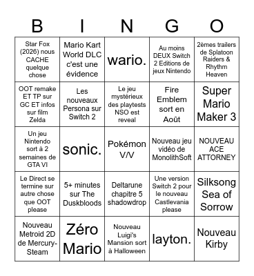 Direct Juin 2026 Bingo Card