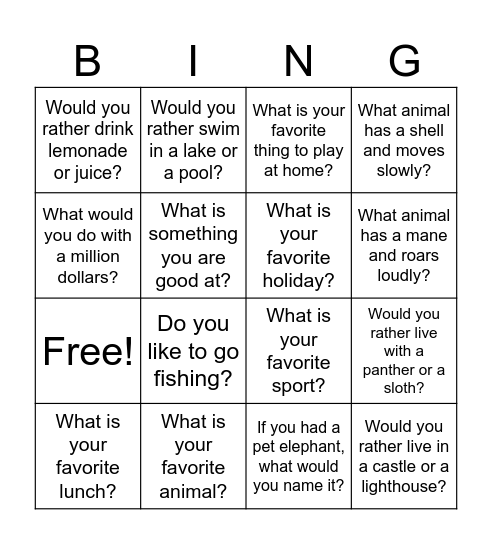 Conversation BINGO Card