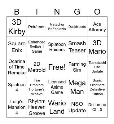 Nendo Direct Bingo Card