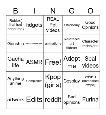 kennedys tiktok fyp Bingo Card