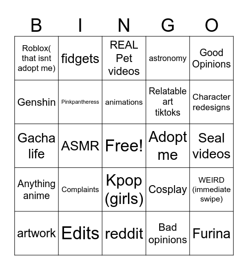 kennedys tiktok fyp Bingo Card