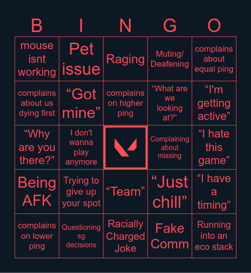 Valorant Bingo Card