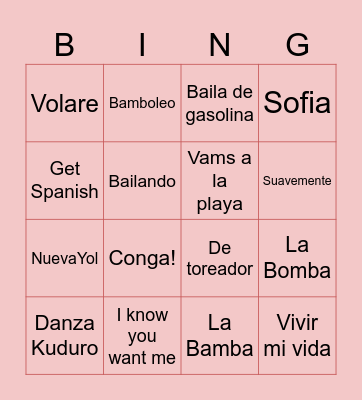 All Chiefs España Bingo Card