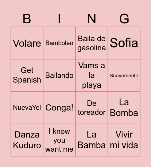 All Chiefs España Bingo Card