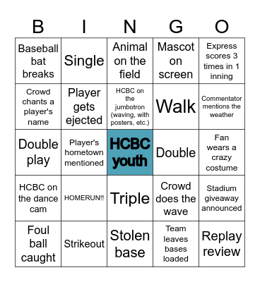 Baseball Bingo Card