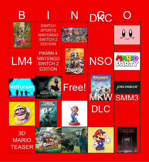 NINTENDO DIRECT Bingo Card