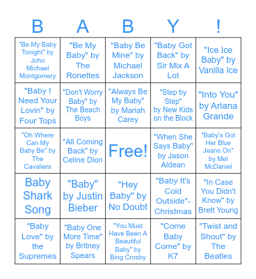 BABY! Bingo Card