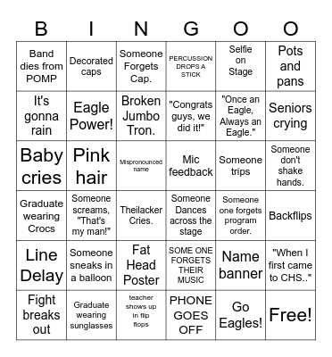 Band Graduation Bingo Card