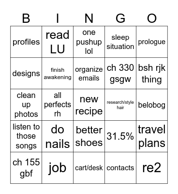 summer Bingo Card