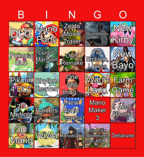 NINTENDO BINGO Card