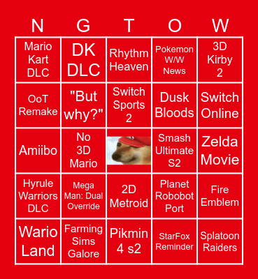 Nintendo's Not E3 but also not Summer Games Fest Direct Bingo Card