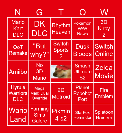Nintendo's Not E3 but also not Summer Games Fest Direct Bingo Card