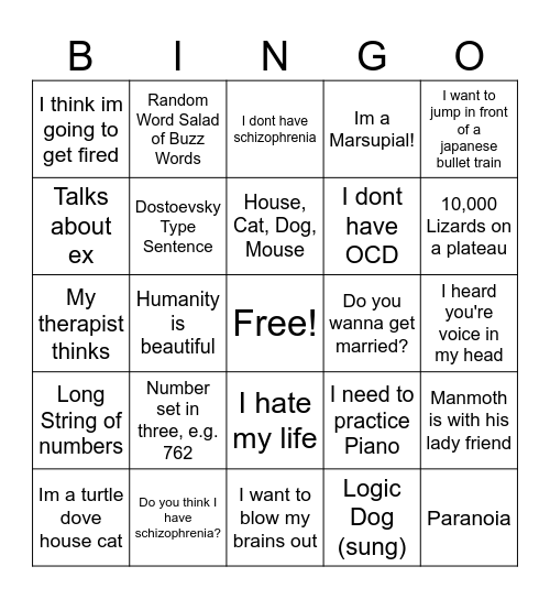 Mellow Bingo Card