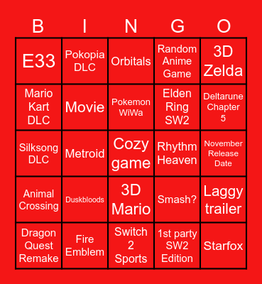 buh Bingo Card