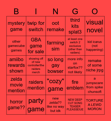 the 69 direct Bingo Card